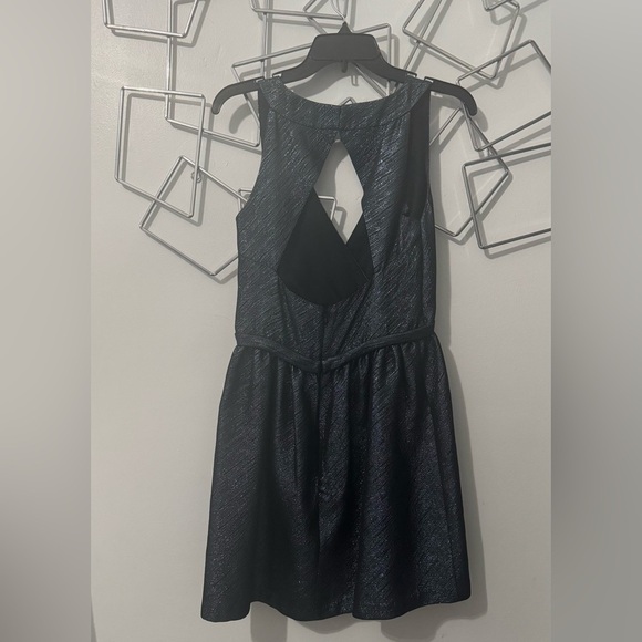 PARKER CLAUDETTE Fit Flare Dress METALLIC SHIMMER Cutouts Size Medium - Picture 5 of 9